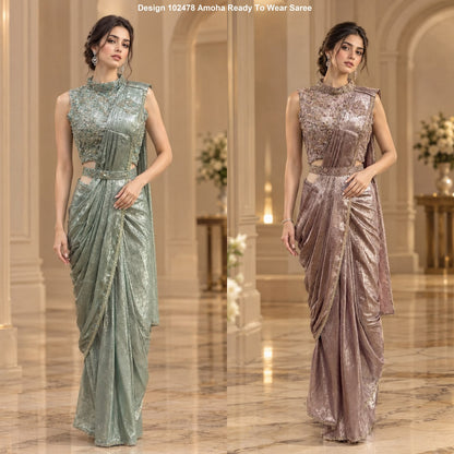 Design 102478 Amoha Imported Ready To Wear Saree Wholesale Rate