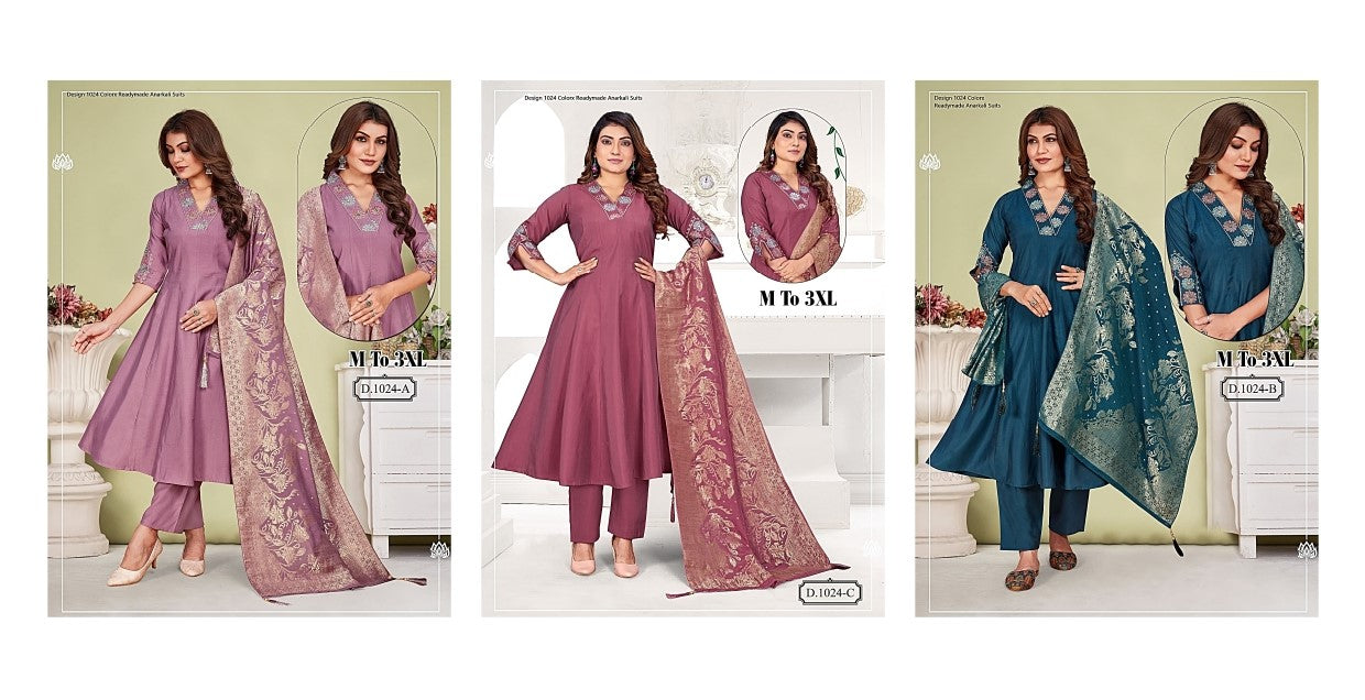 Design 1024 Colorx Roman Silk Readymade Anarkali Suits Wholesale Price