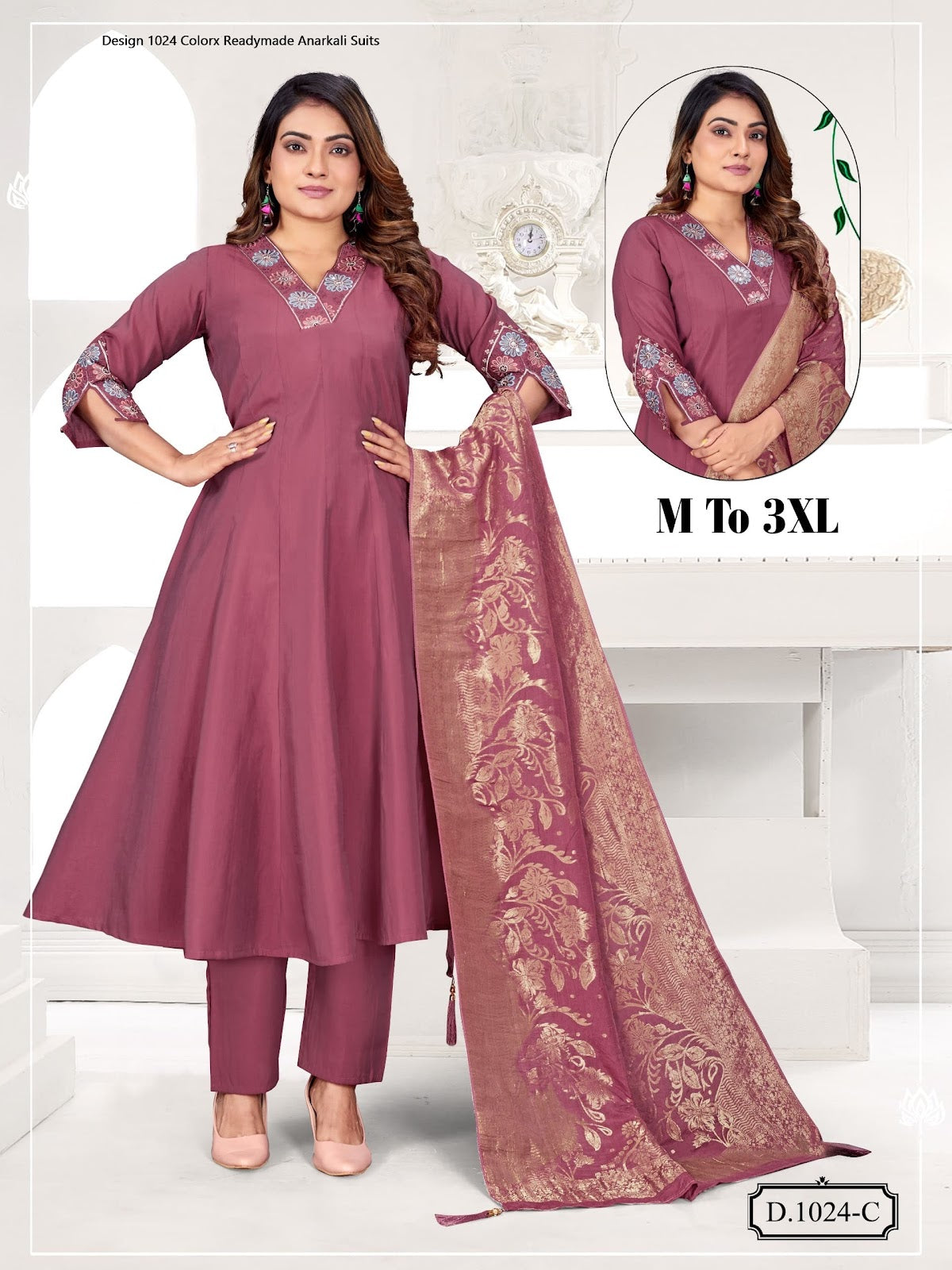 Design 1024 Colorx Roman Silk Readymade Anarkali Suits Wholesale Price