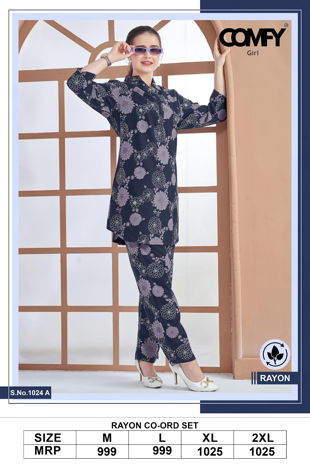 Design 1024 Comfy Rayon Co Ord Set Wholesaler Gujarat