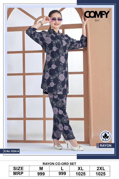 Design 1024 Comfy Rayon Co Ord Set Wholesaler Gujarat