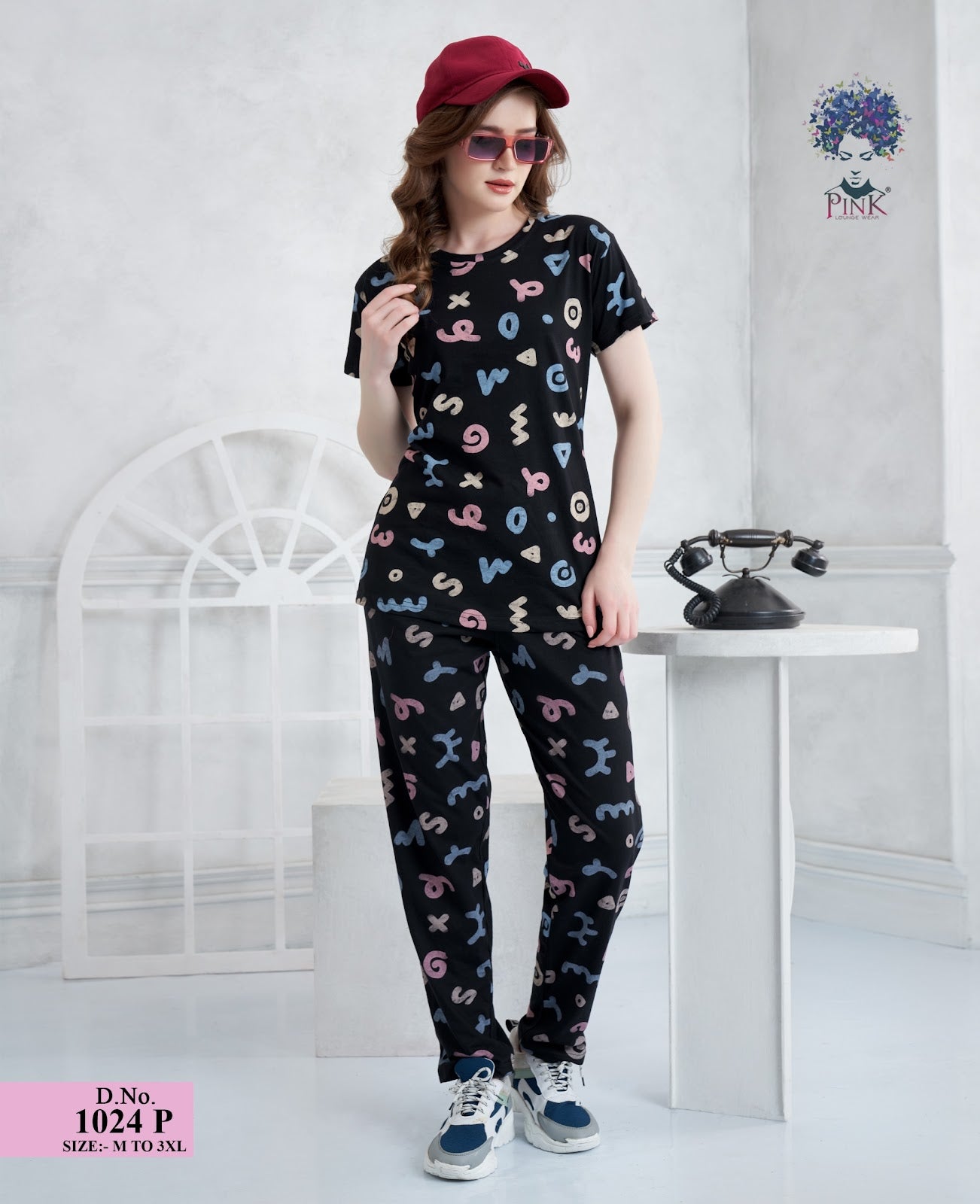 Design 1024 P Pink Hosiery Pyjama Night Suits Supplier Gujarat