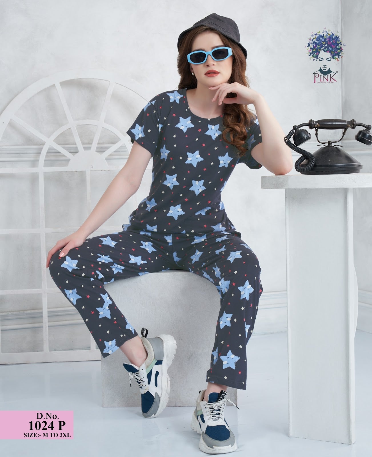 Design 1024 P Pink Hosiery Pyjama Night Suits Supplier Gujarat