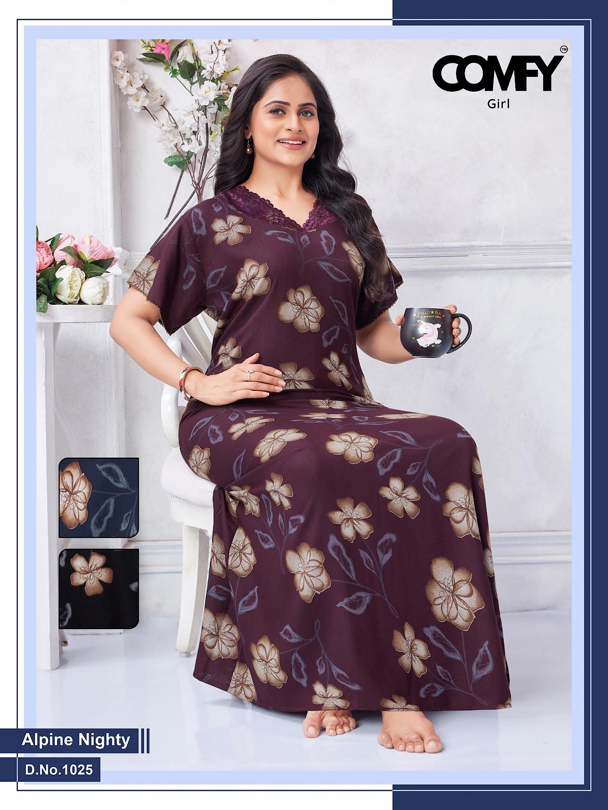 Design 1025-1026 Comfy Alpine Night Gowns Exporter