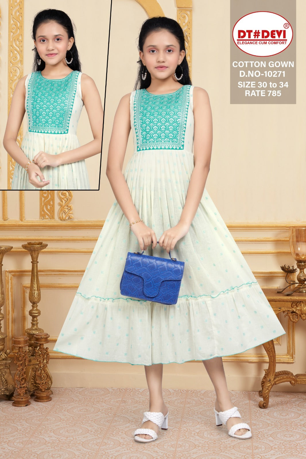Design 10271 Dt Devi Cotton Girls Gown Manufacturer