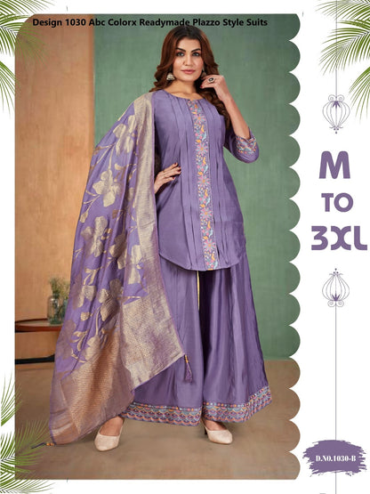 Design 1030 Abc Colorx Two Tone Readymade Plazzo Style Suits Wholesale Price