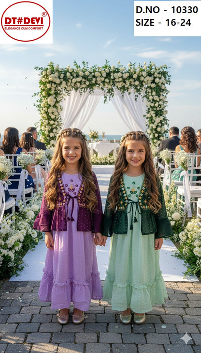 Design 10330 Dt Devi Georgette Girls Gown Manufacturer India