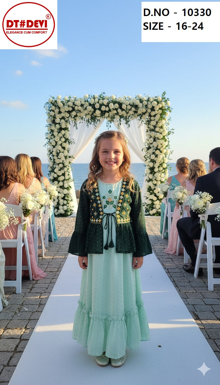 Design 10330 Dt Devi Georgette Girls Gown Manufacturer India