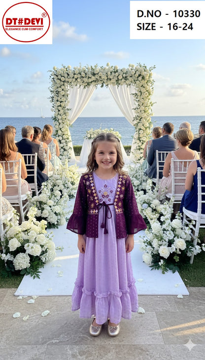 Design 10330 Dt Devi Georgette Girls Gown Manufacturer India