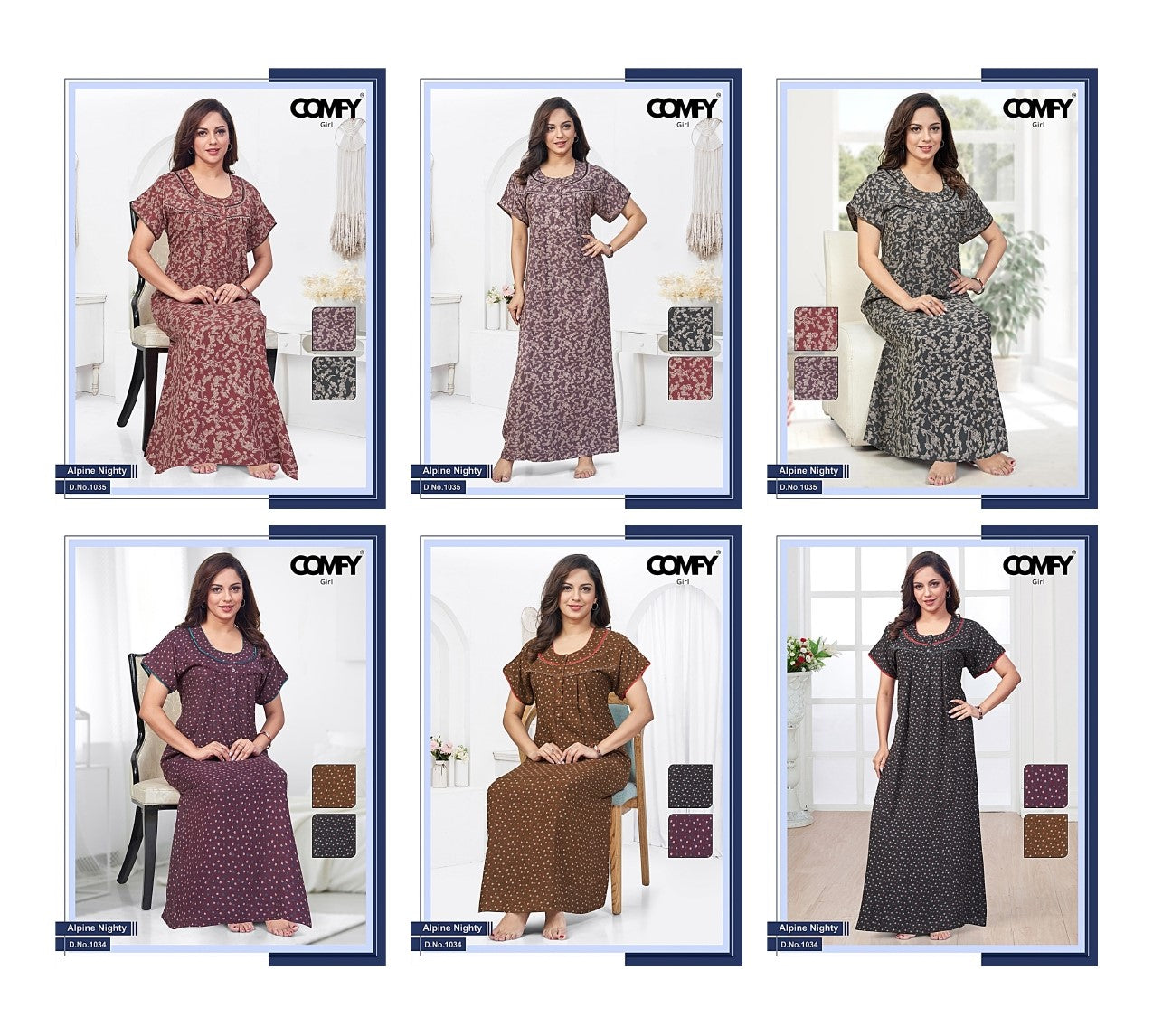 Design 1034-1035 Comfy Alpine Night Gowns Supplier Ahmedabad