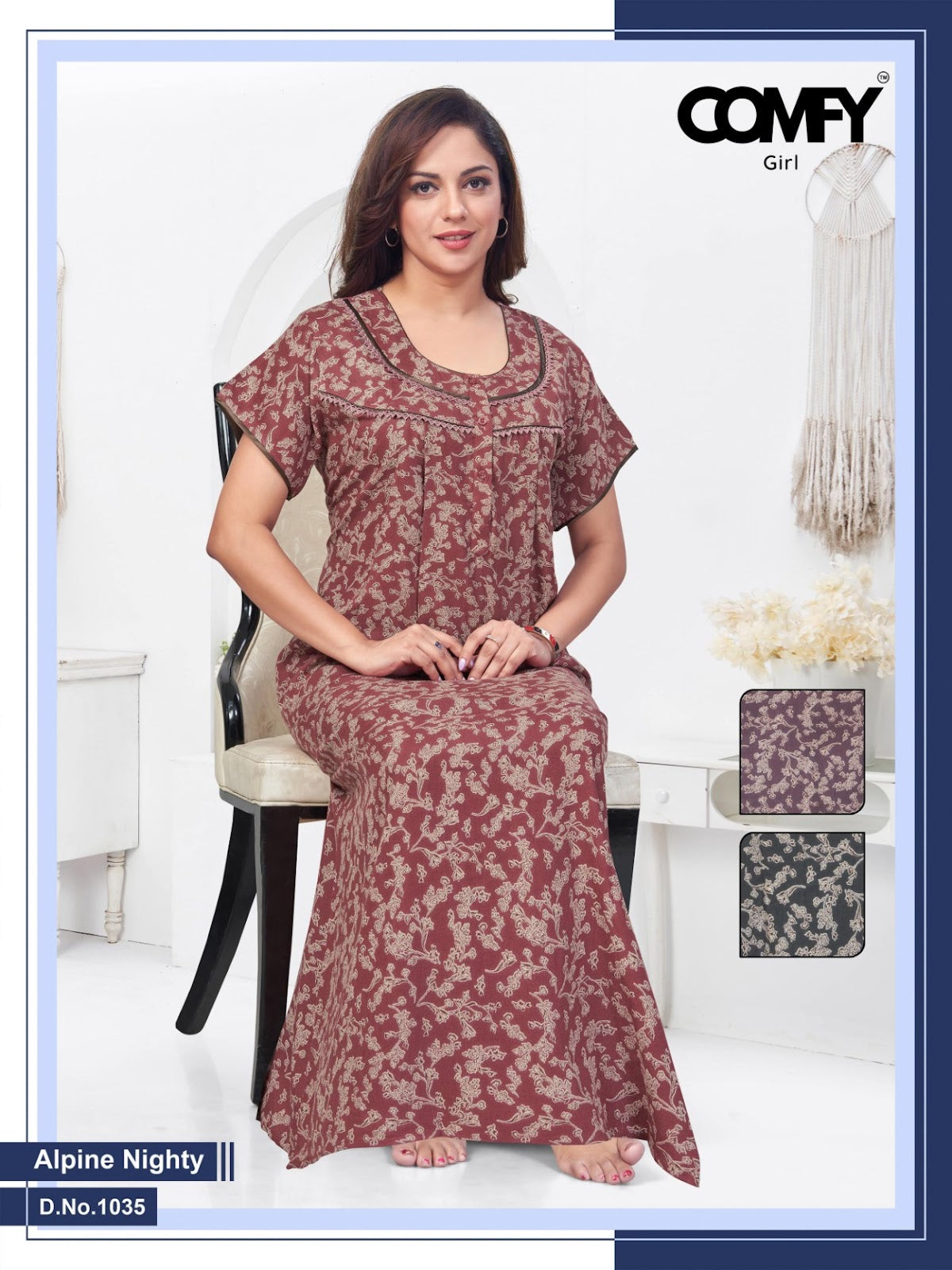 Design 1034-1035 Comfy Alpine Night Gowns Supplier Ahmedabad