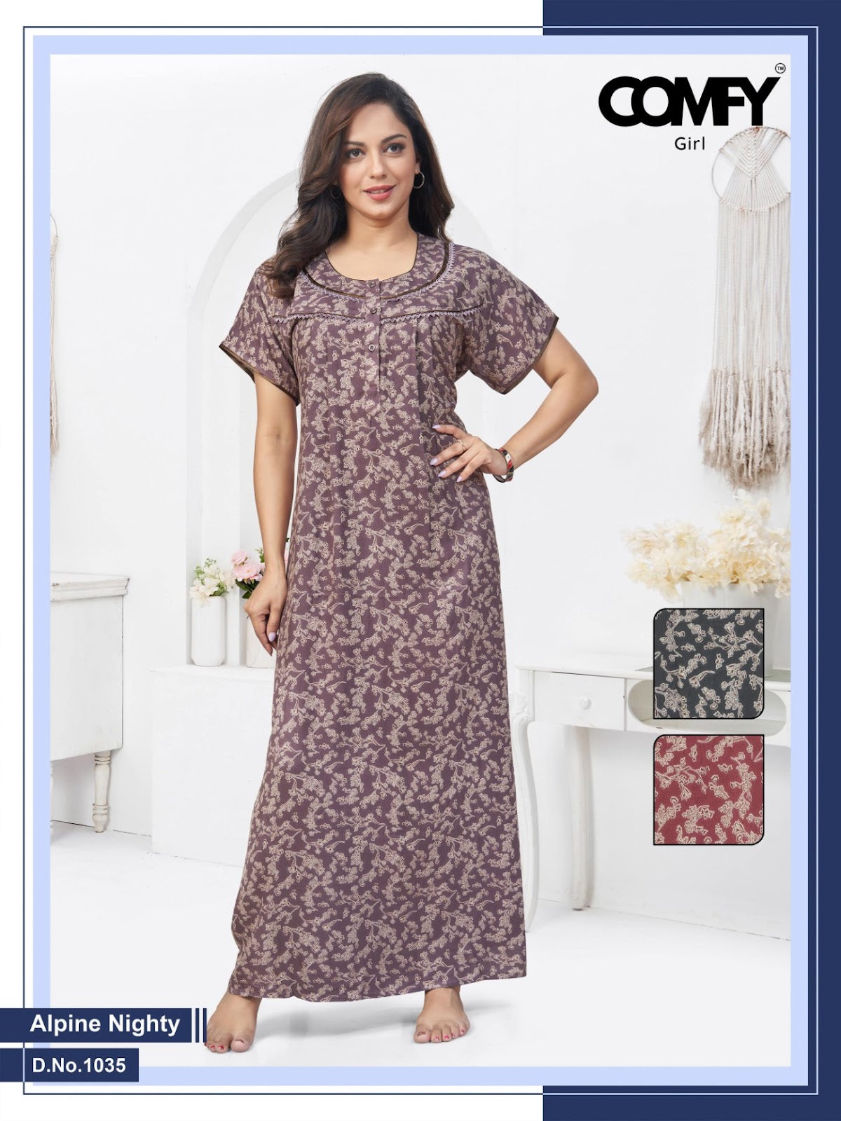 Design 1034-1035 Comfy Alpine Night Gowns Supplier Ahmedabad