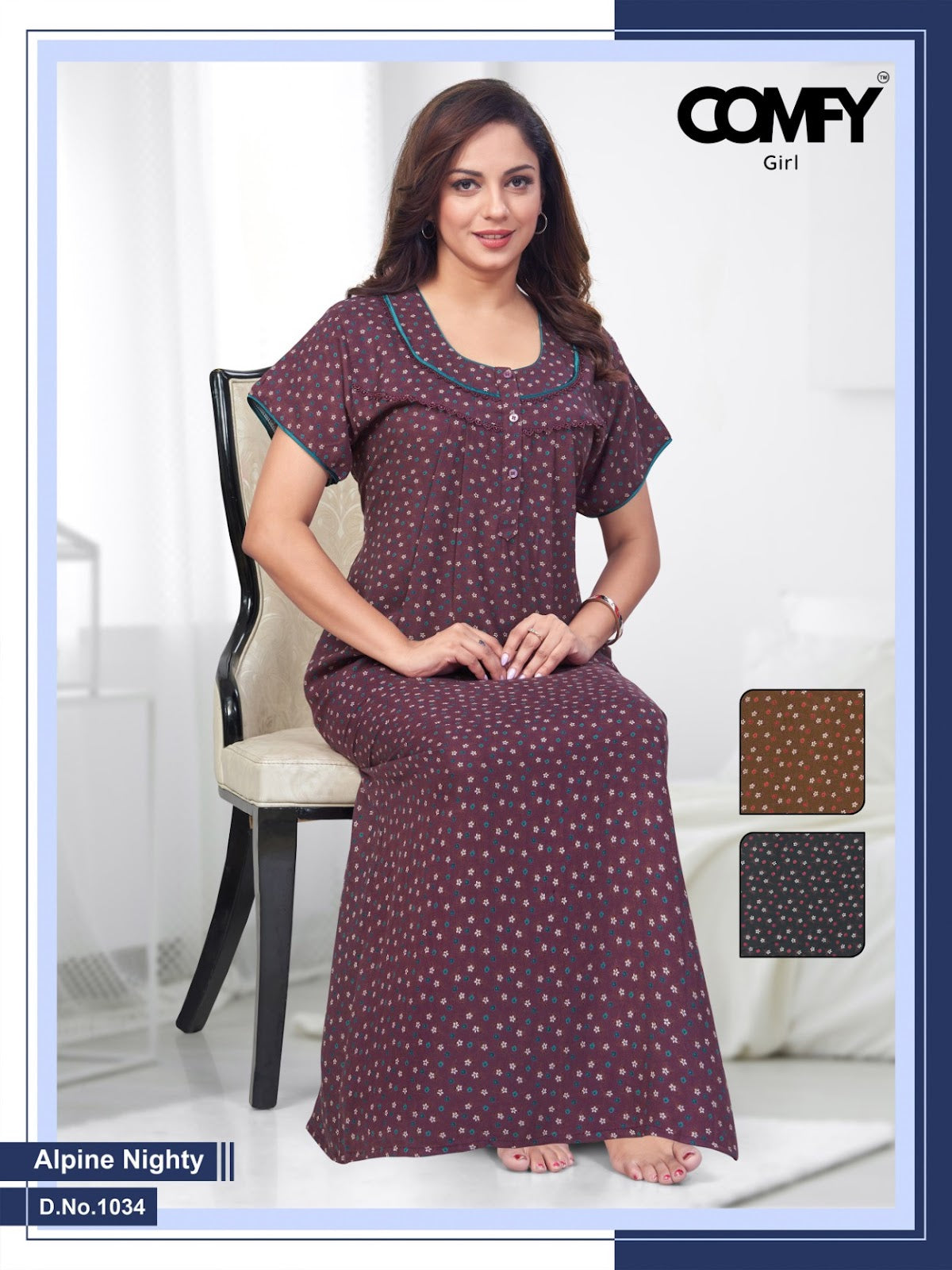 Design 1034-1035 Comfy Alpine Night Gowns Supplier Ahmedabad