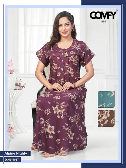 Design 1036-1037 Comfy Alpine Night Gowns Exporter Ahmedabad