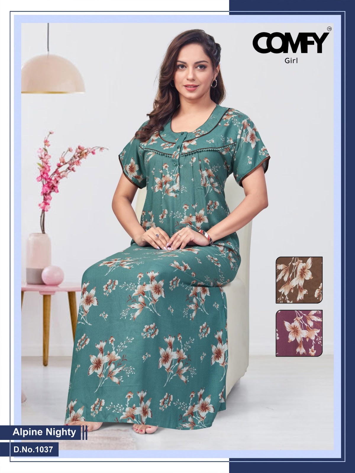 Design 1036-1037 Comfy Alpine Night Gowns Exporter Ahmedabad