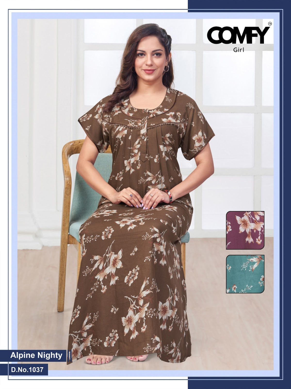 Design 1036-1037 Comfy Alpine Night Gowns Exporter Ahmedabad