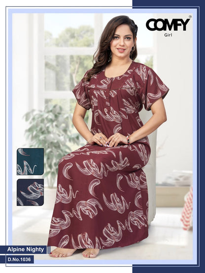 Design 1036-1037 Comfy Alpine Night Gowns Exporter Ahmedabad