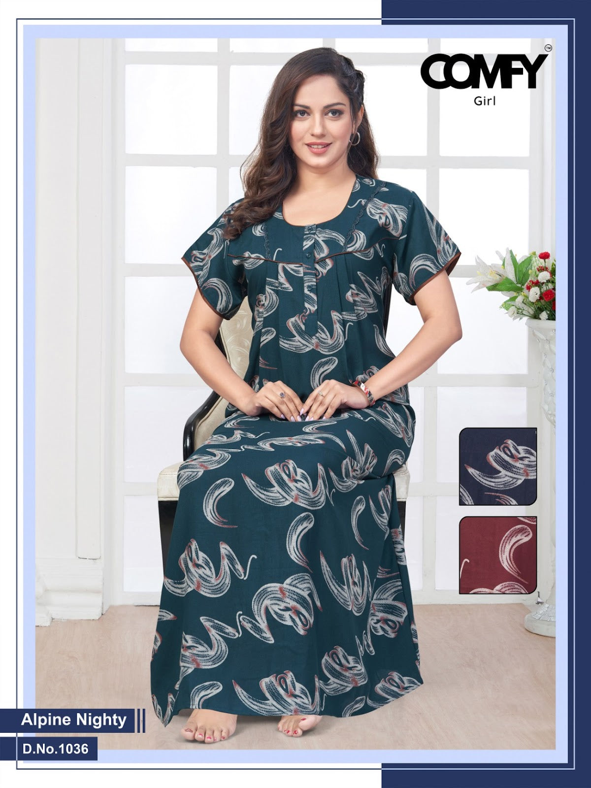 Design 1036-1037 Comfy Alpine Night Gowns Exporter Ahmedabad