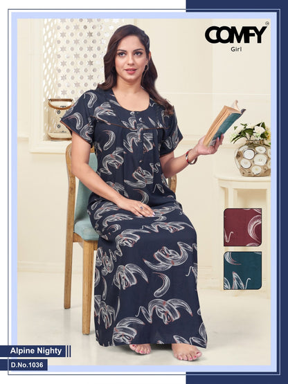 Design 1036-1037 Comfy Alpine Night Gowns Exporter Ahmedabad