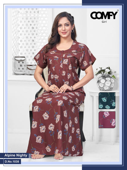 Design 1038-1039 Comfy Alpine Night Gowns Wholesaler Ahmedabad