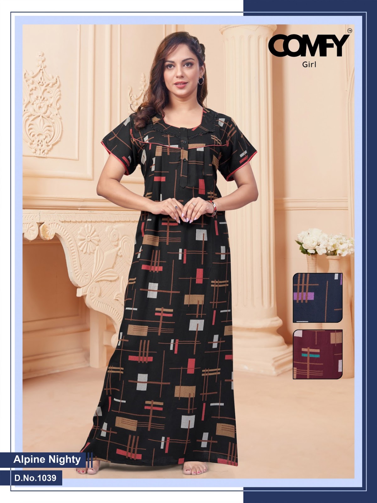 Design 1038-1039 Comfy Alpine Night Gowns Wholesaler Ahmedabad