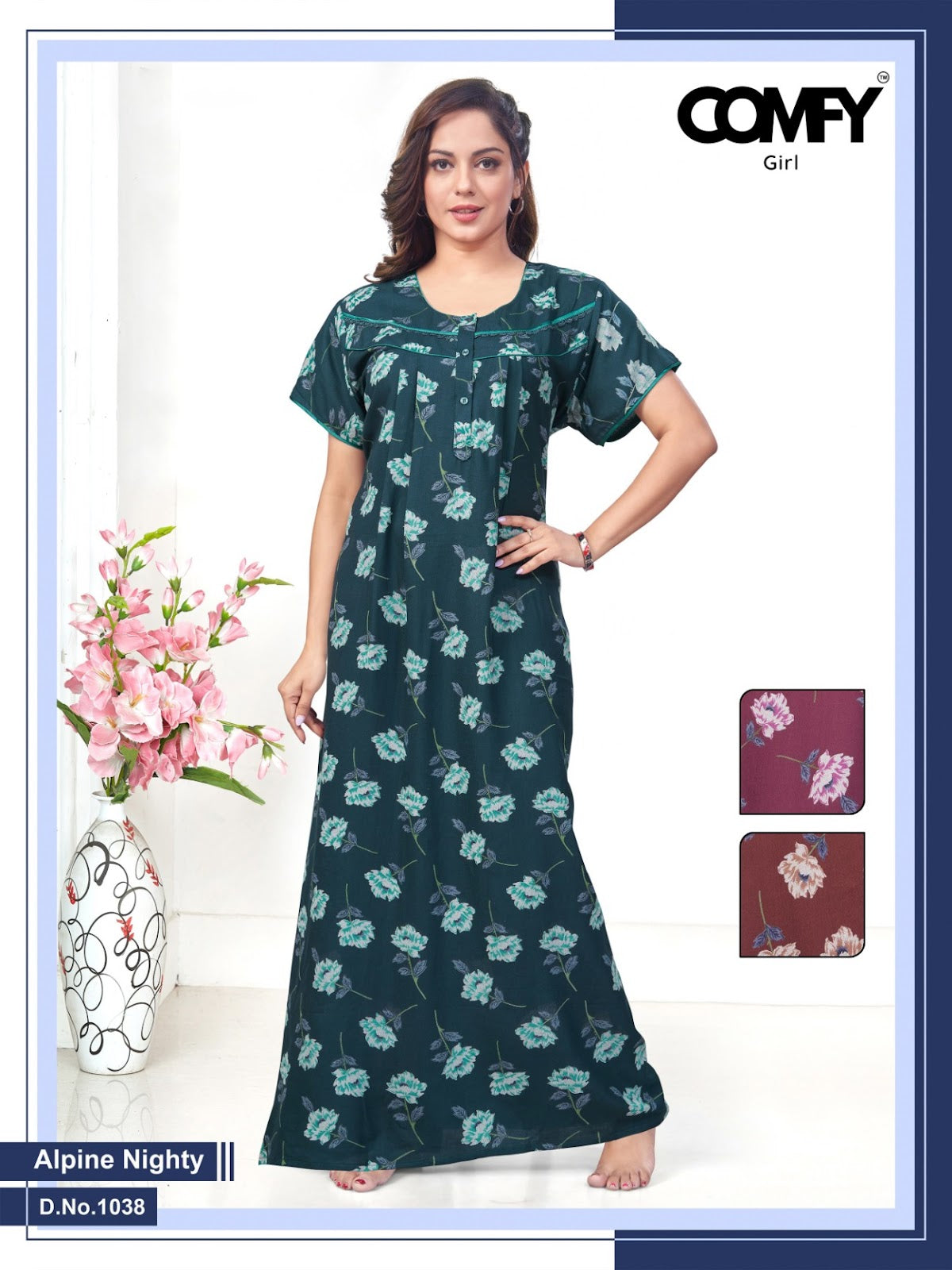 Design 1038-1039 Comfy Alpine Night Gowns Wholesaler Ahmedabad
