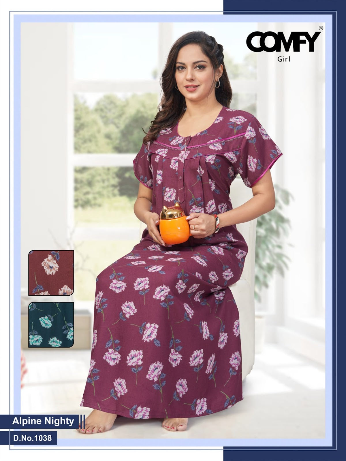 Design 1038-1039 Comfy Alpine Night Gowns Wholesaler Ahmedabad
