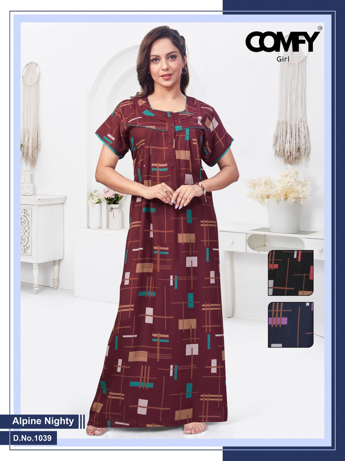 Design 1038-1039 Comfy Alpine Night Gowns Wholesaler Ahmedabad