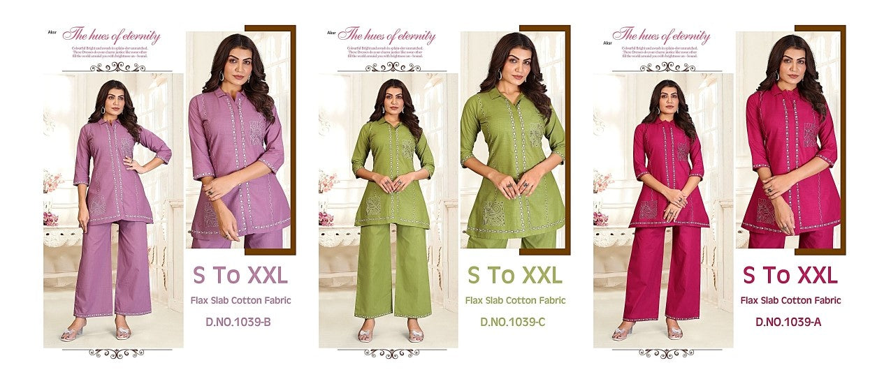 Design 1039 Abc Aksr Cotton Co Ord Set Supplier India