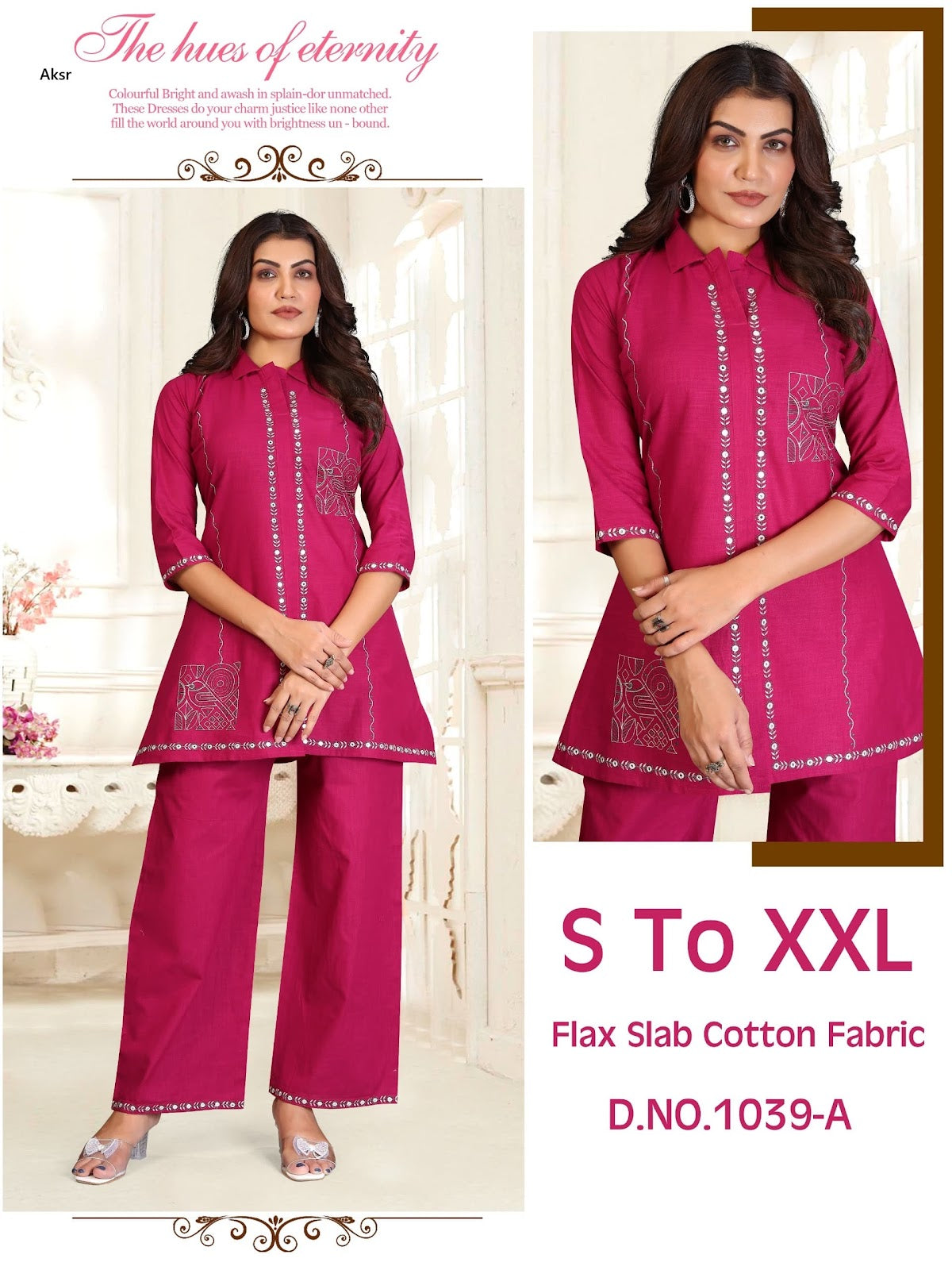 Design 1039 Abc Aksr Cotton Co Ord Set Supplier India