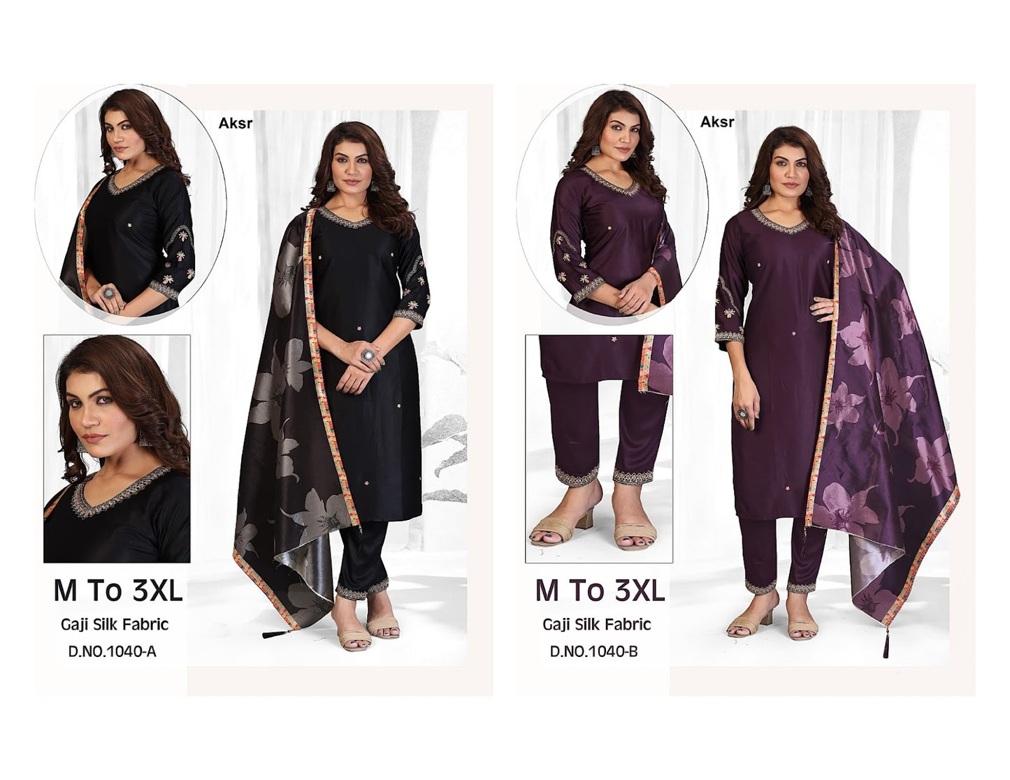 Design 1040 Aksr Gaji Silk Readymade Pant Style Suits Supplier Gujarat