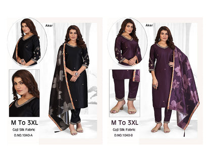 Design 1040 Aksr Gaji Silk Readymade Pant Style Suits Supplier Gujarat