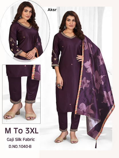 Design 1040 Aksr Gaji Silk Readymade Pant Style Suits Supplier Gujarat