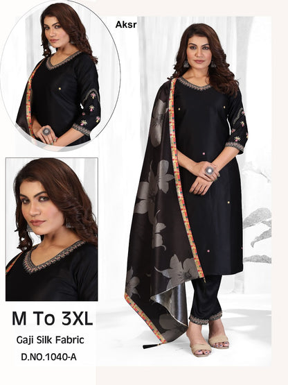 Design 1040 Aksr Gaji Silk Readymade Pant Style Suits Supplier Gujarat