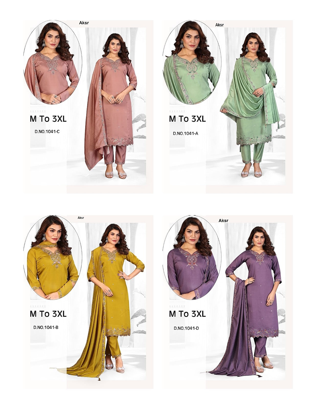 Design 1041 Aksr Roman Silk Readymade Pant Style Suits Supplier Gujarat