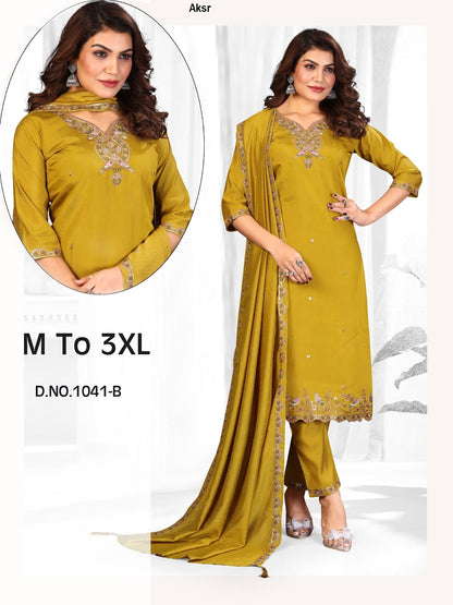 Design 1041 Aksr Roman Silk Readymade Pant Style Suits Supplier Gujarat