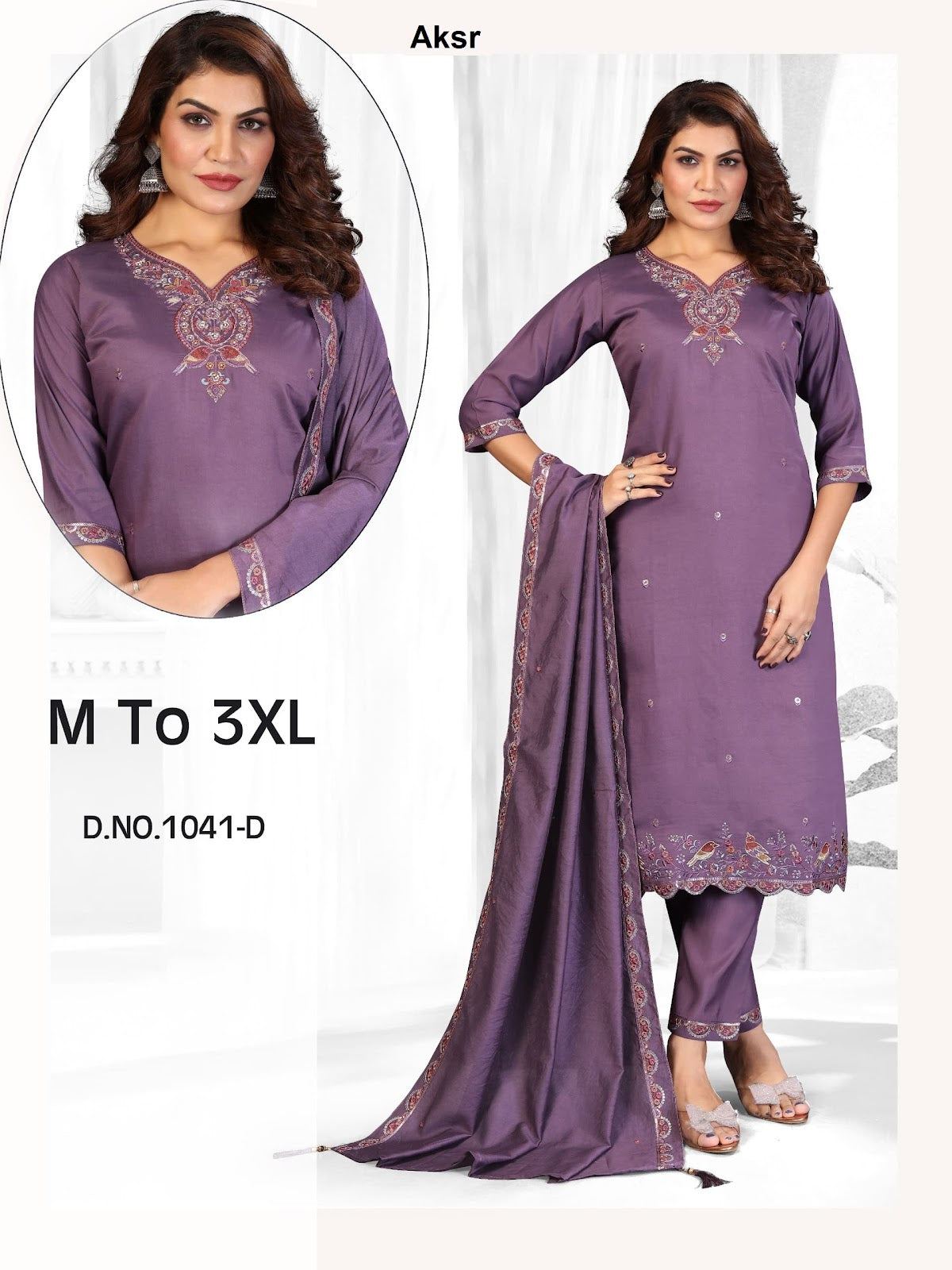 Design 1041 Aksr Roman Silk Readymade Pant Style Suits Supplier Gujarat