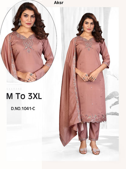 Design 1041 Aksr Roman Silk Readymade Pant Style Suits Supplier Gujarat