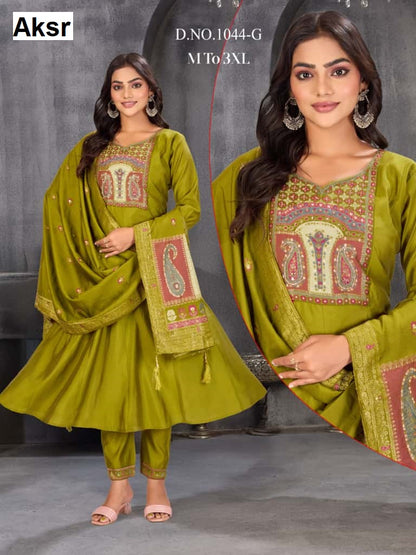 design 1044 aksr roman silk readymade anarkali suits supplier gujarat