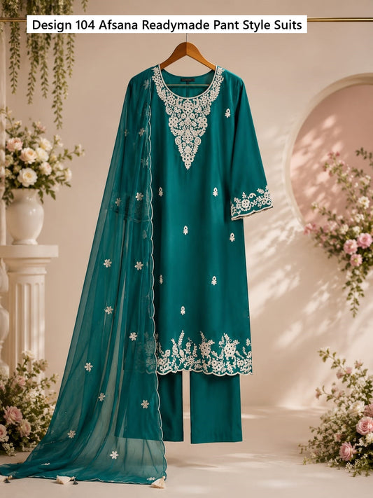 Design 104 Afsana Chanderi Silk Readymade Pant Style Suits Exporter Ahmedabad