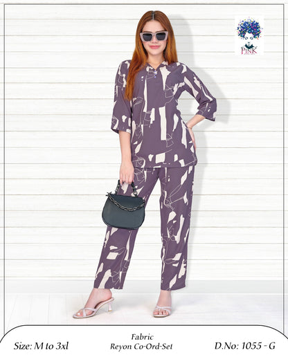 Design 1055 G Pink Reyon Co Ord Set Manufacturer