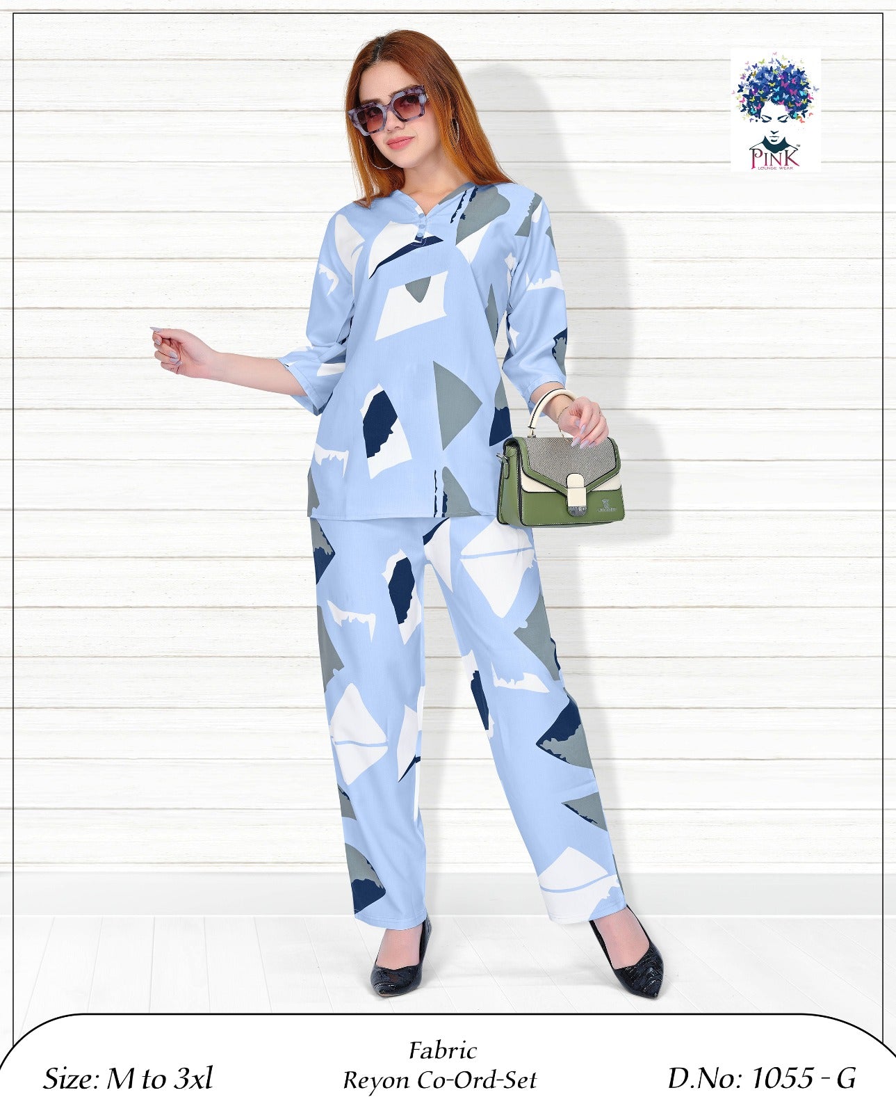 Design 1055 G Pink Reyon Co Ord Set Manufacturer