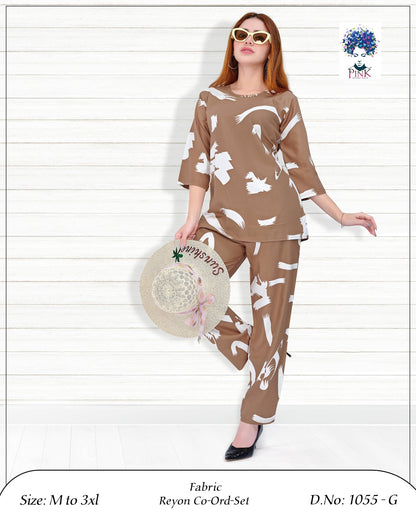 Design 1055 G Pink Reyon Co Ord Set Manufacturer