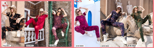 Design 1060 Lichi Tie Dye Pyjama Night Suits Exporter