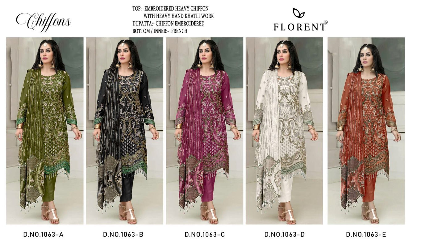 Design 1063 Florent Chiffon Pakistani Salwar Suits Manufacturer