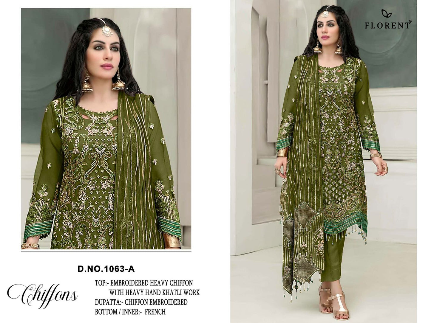 Design 1063 Florent Chiffon Pakistani Salwar Suits Manufacturer