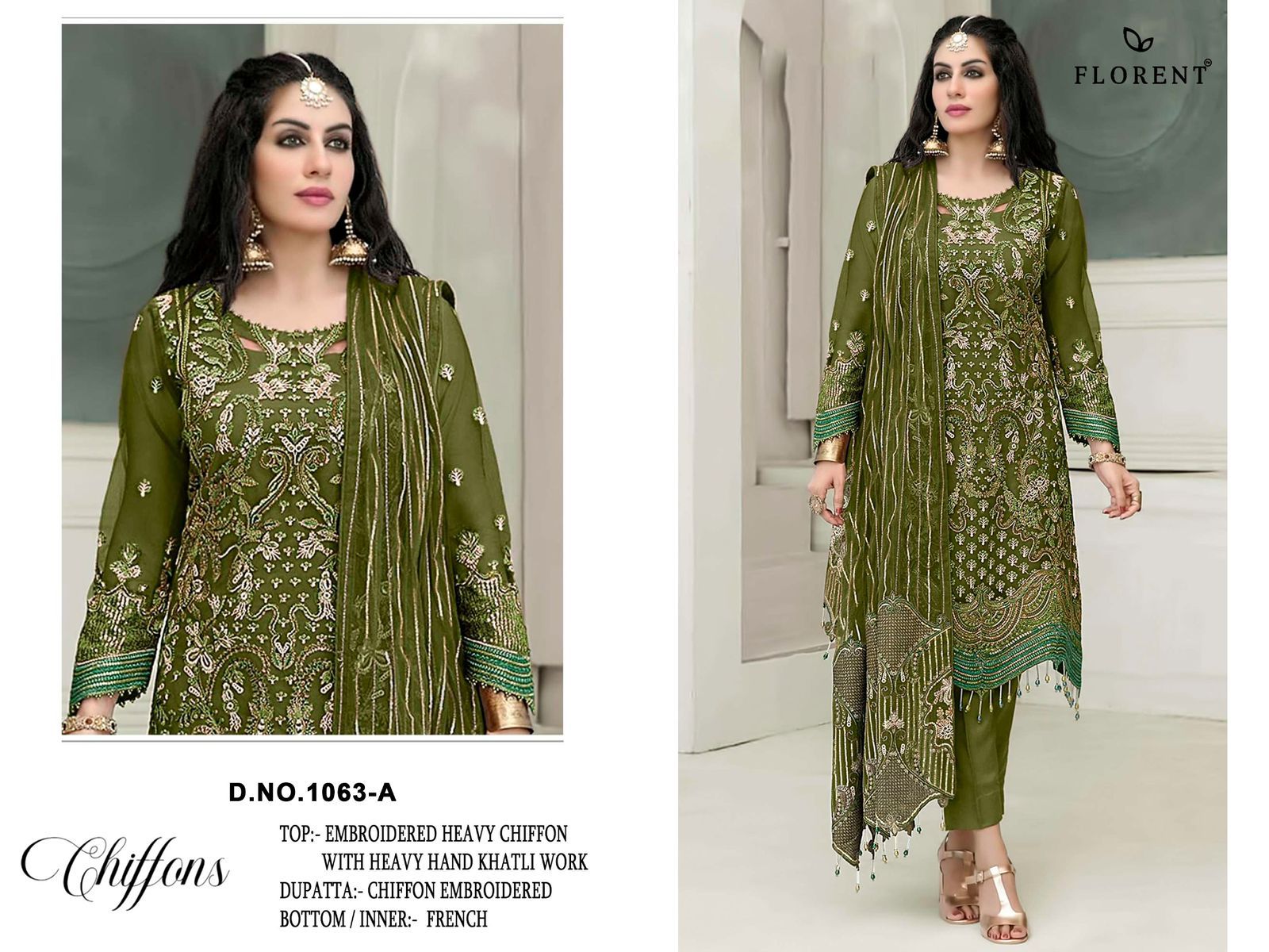 Design 1063 Florent Chiffon Pakistani Salwar Suits Manufacturer