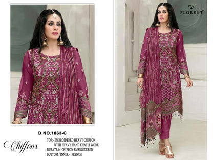 Design 1063 Florent Chiffon Pakistani Salwar Suits Manufacturer