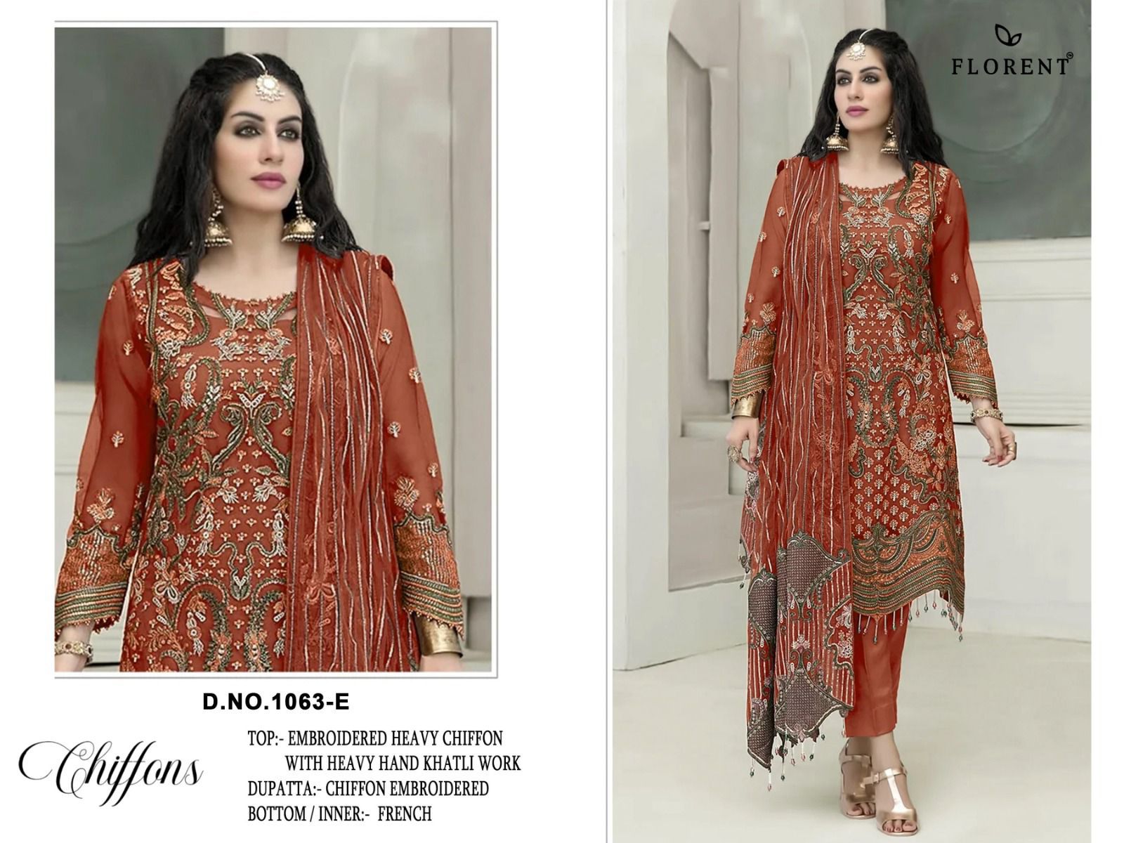 Design 1063 Florent Chiffon Pakistani Salwar Suits Manufacturer