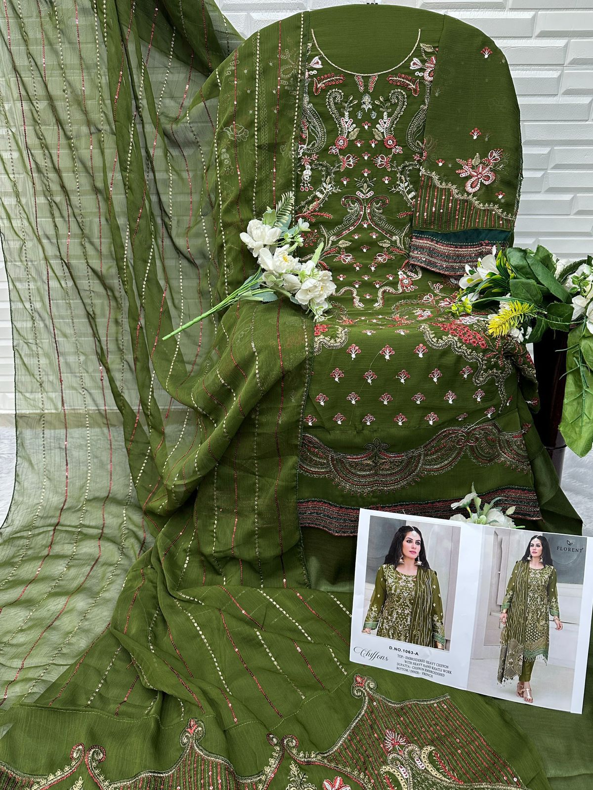 Design 1063 Florent Chiffon Pakistani Salwar Suits Manufacturer